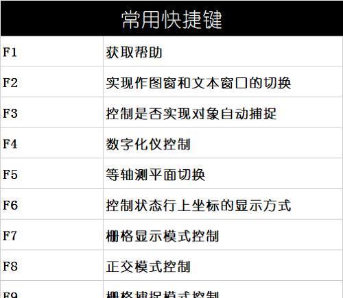 CAD绘图常用快捷键大全（提高效率的关键操作）